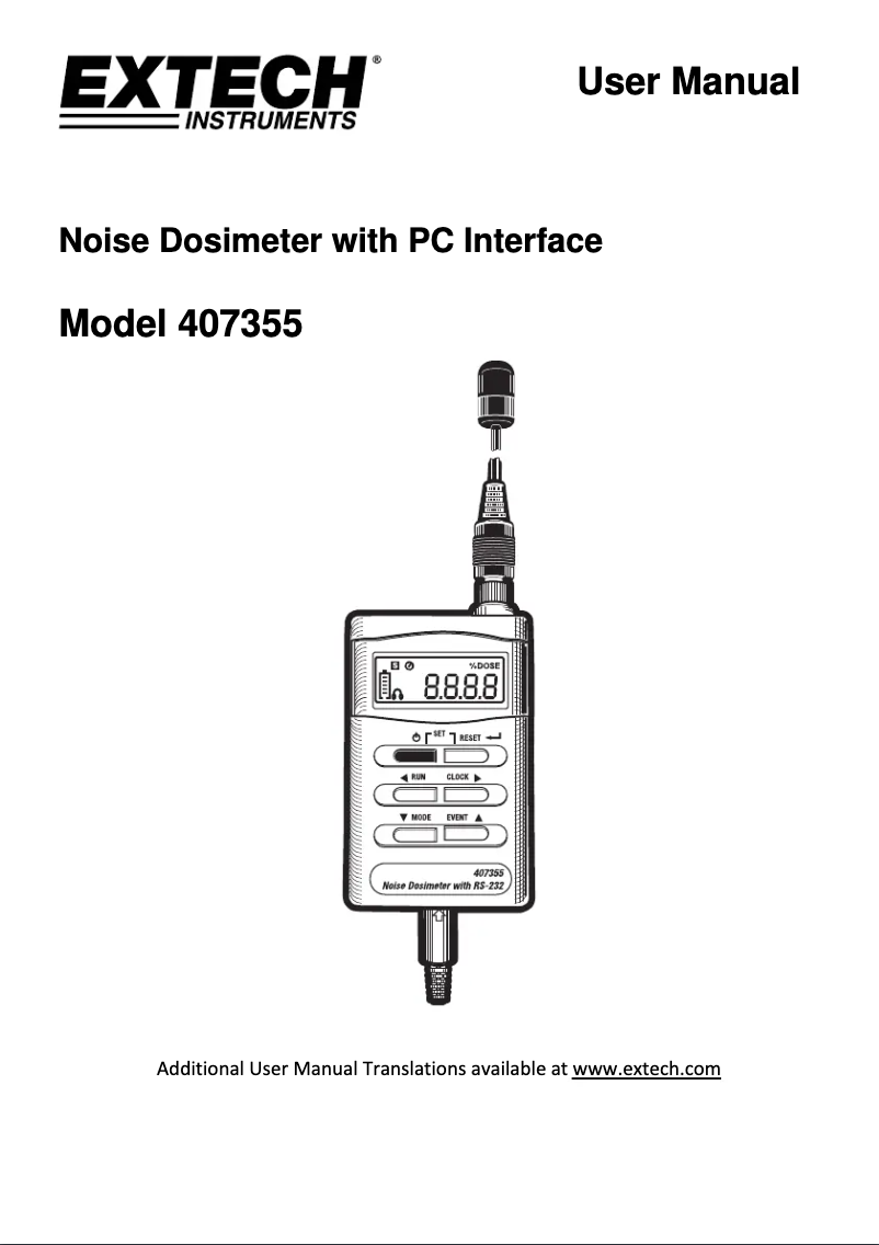 Page 1 de la notice Manuel utilisateur Extech 407355