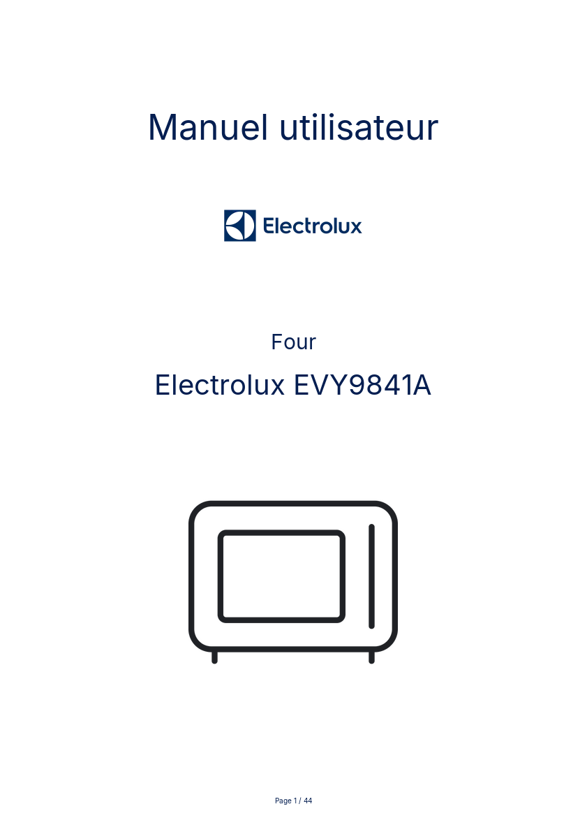 Page 1 de la notice Manuel utilisateur Electrolux EVY9841A