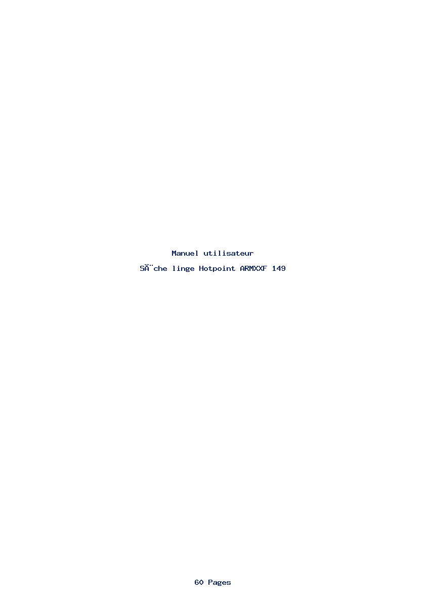Page 1 de la notice Manuel utilisateur Hotpoint ARMXXF 149