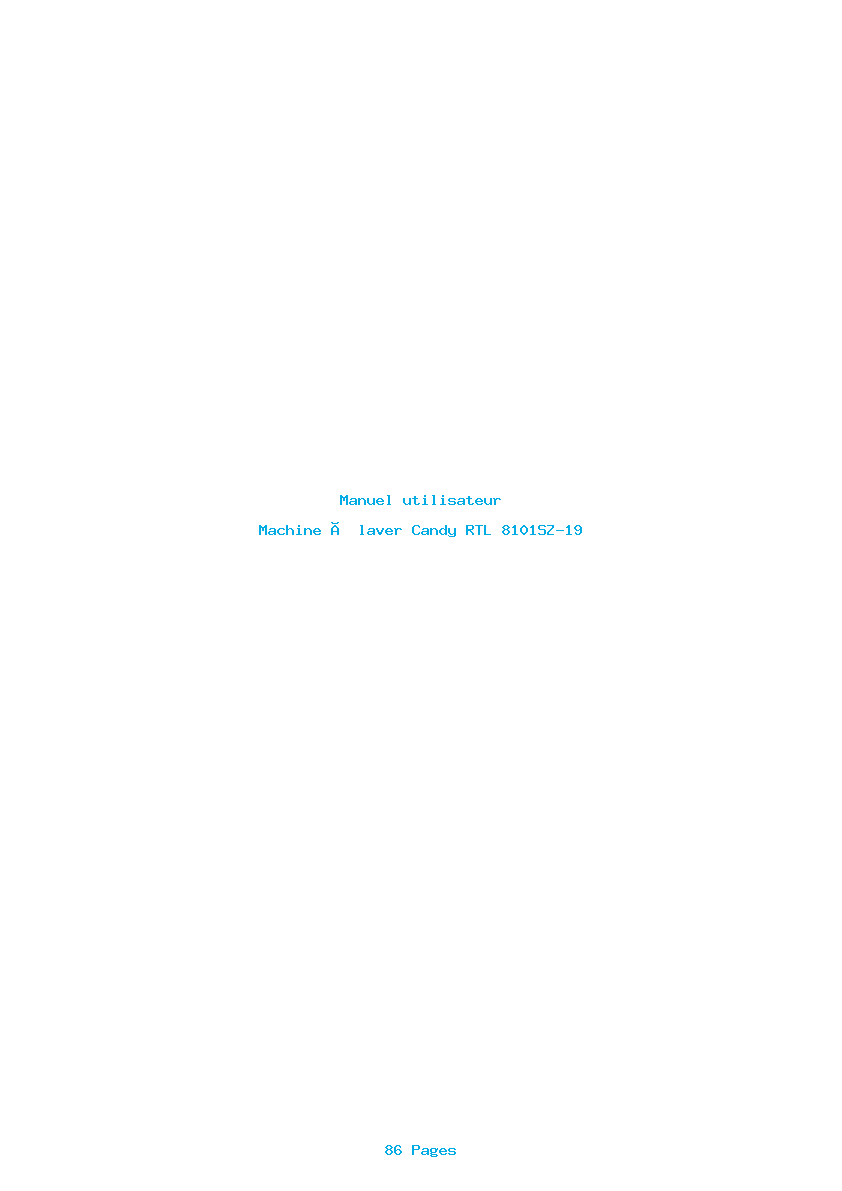 Page 1 de la notice Manuel utilisateur Candy RTL 8101SZ-19