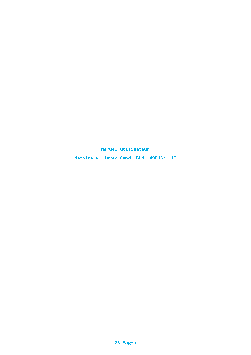 Page 1 de la notice Manuel utilisateur Candy BWM 149PH3/1-19