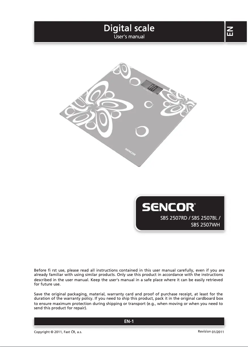 Page 1 de la notice Manuel utilisateur Sencor SBS 2507WH