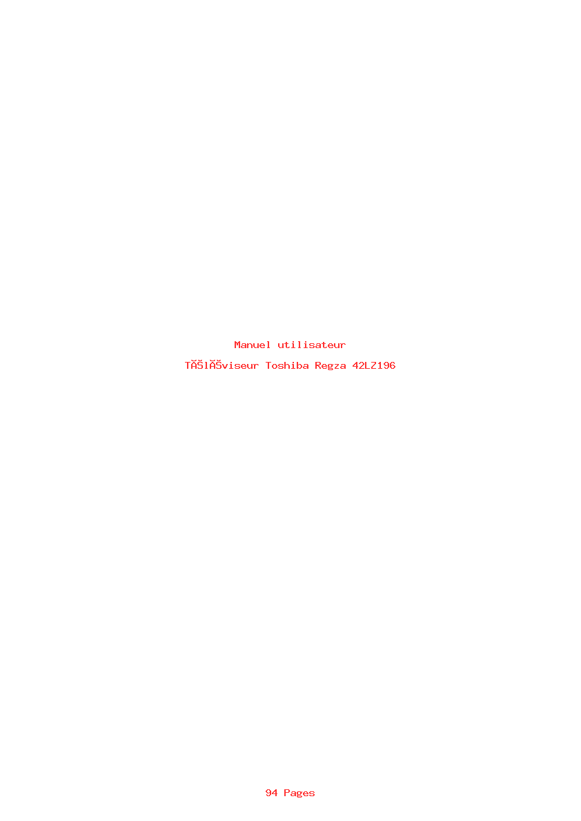 Page 1 de la notice Manuel utilisateur Toshiba Regza 42LZ196