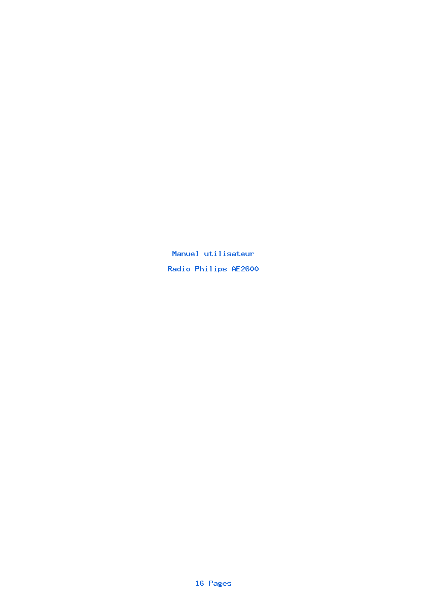 Page 1 de la notice Manuel utilisateur Philips AE2600
