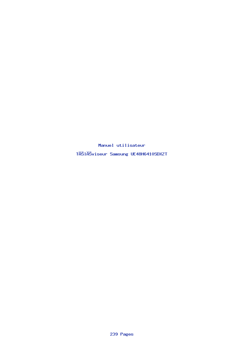 Page 1 de la notice Manuel utilisateur Samsung UE48H6410SDXZT