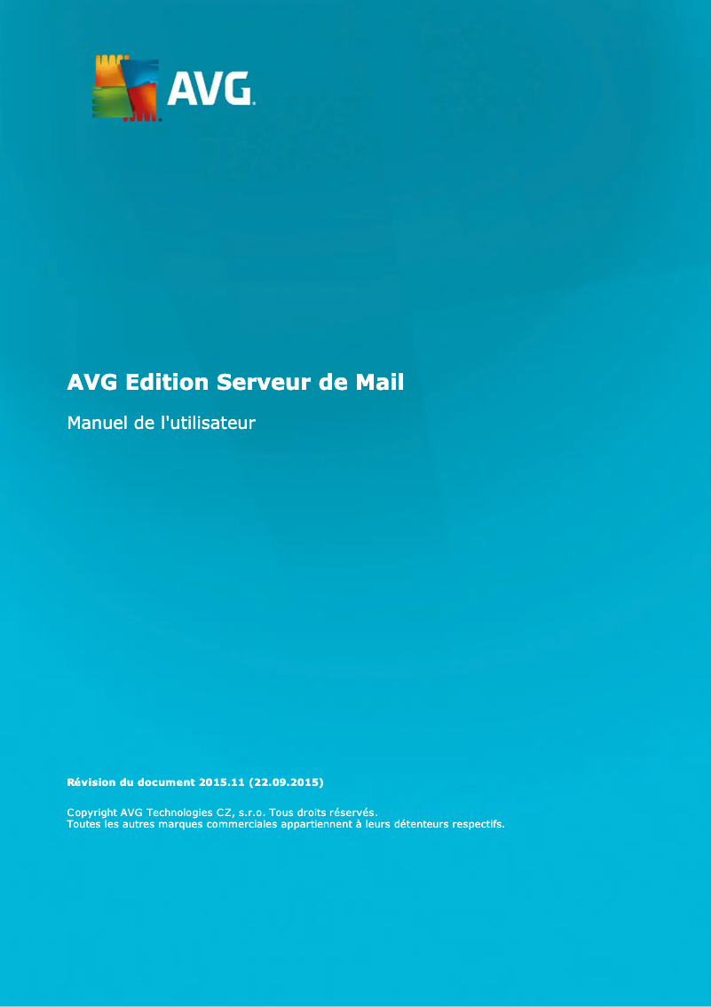 Page 1 de la notice Manuel utilisateur AVG Edition Serveur de Mail 2015