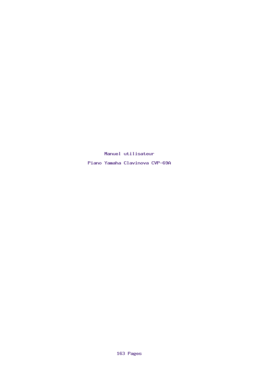 Page 1 de la notice Manuel utilisateur Yamaha Clavinova CVP-69A