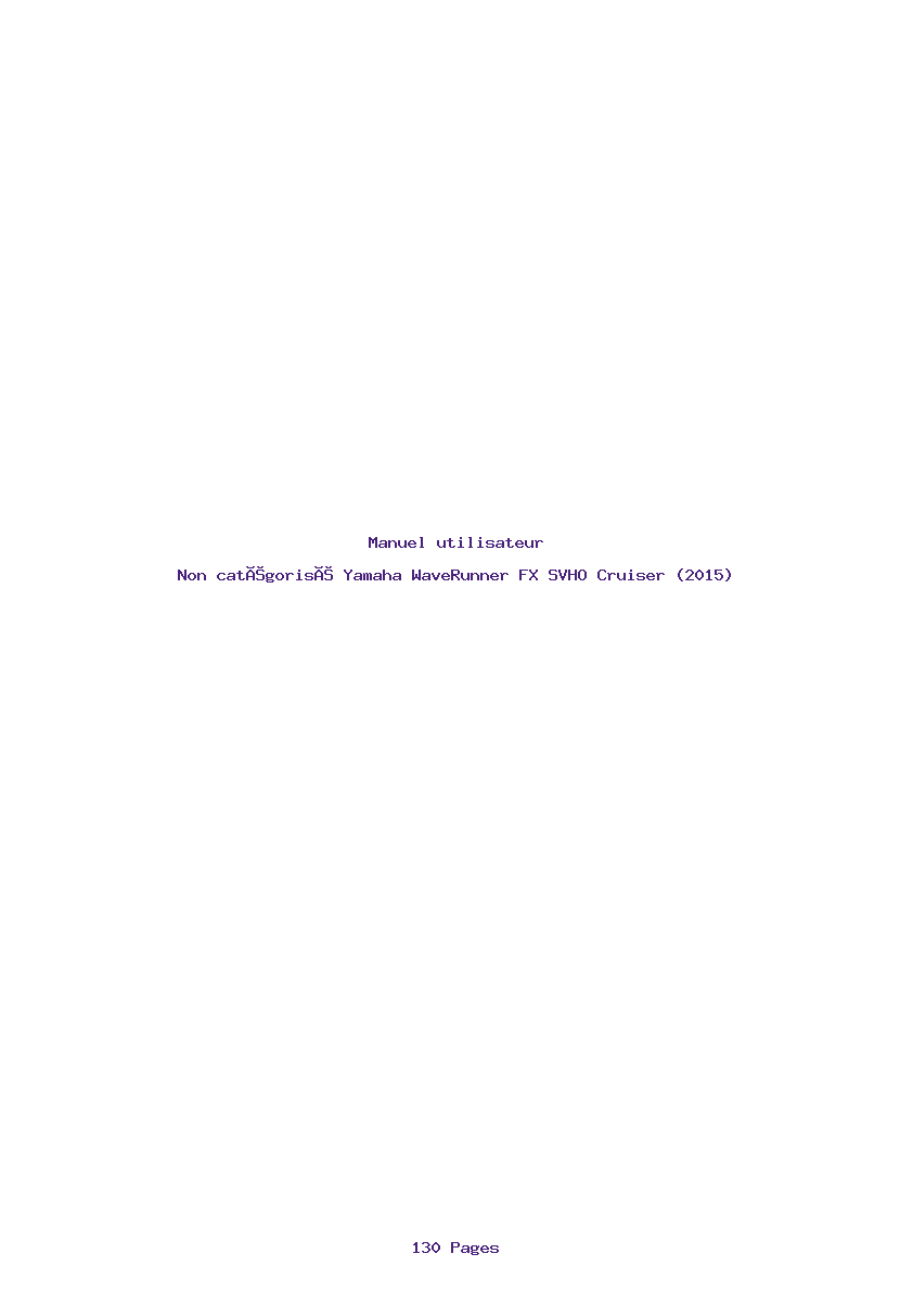 Page 1 de la notice Manuel utilisateur Yamaha WaveRunner FX SVHO Cruiser (2015)