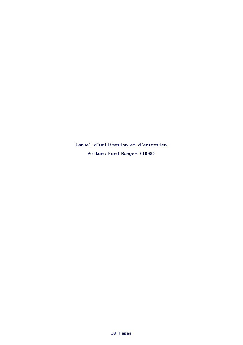 Page 1 de la notice Manuel d'utilisation et d'entretien Ford Ranger (1998)