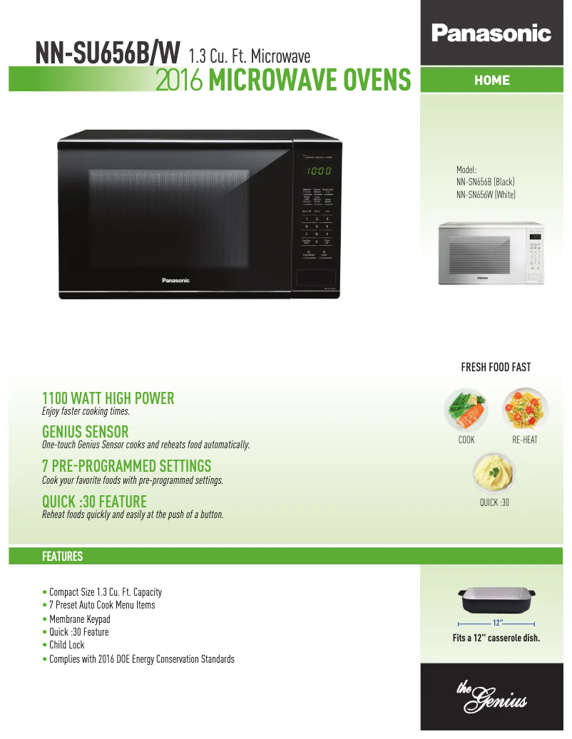 Página 1 del manual Ficha técnica Panasonic NN-SU656W