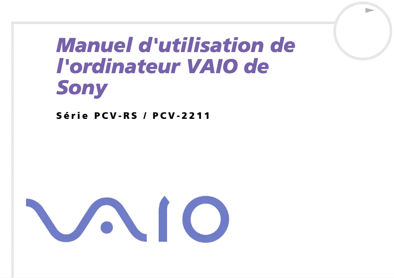 Page n°1 - Manuel utilisateur Sony Vaio PCV-RS122