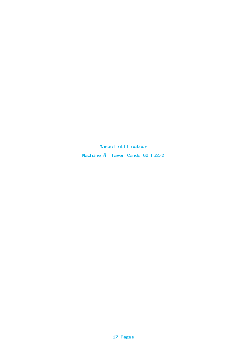 Page 1 de la notice Manuel utilisateur Candy GO FS272