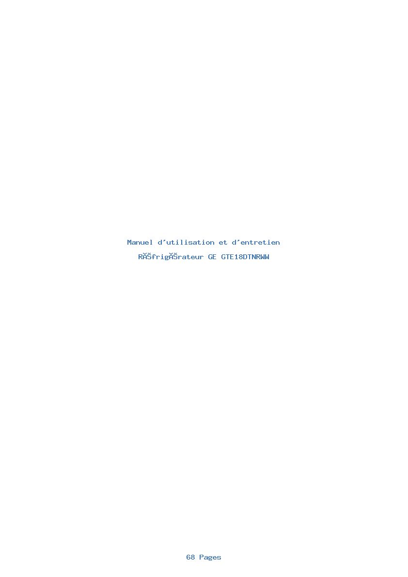 Page 1 de la notice Manuel d'utilisation et d'entretien GE GTE18DTNRWW