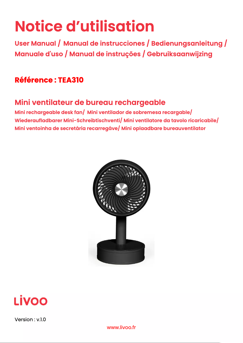 Page 1 de la notice Manuel utilisateur Livoo TEA310