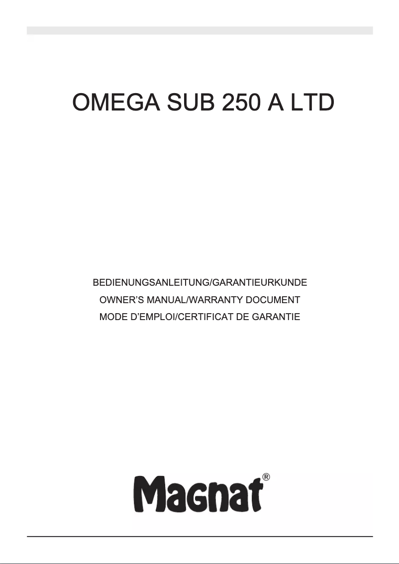 Page 1 de la notice Manuel utilisateur Magnat Omega SUB 250 A LTD