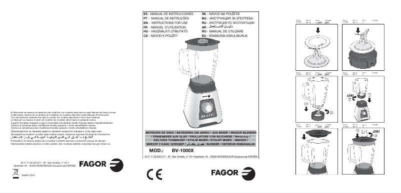 Page 1 de la notice Manuel utilisateur Fagor BV-1000X