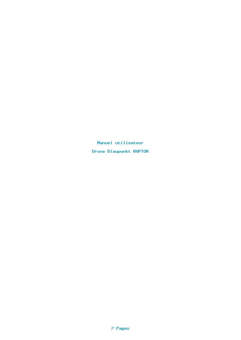 Page 1 de la notice Manuel utilisateur Blaupunkt RAPTOR