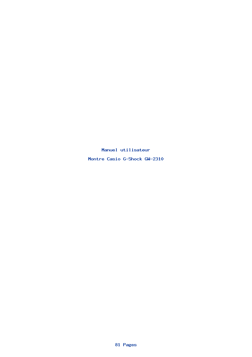 Page 1 de la notice Manuel utilisateur Casio G-Shock GW-2310