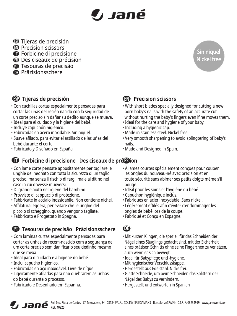 Page 1 de la notice Manuel utilisateur Jane Scissors