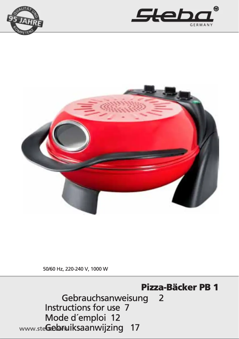 Page 1 de la notice Manuel utilisateur Steba PB 1