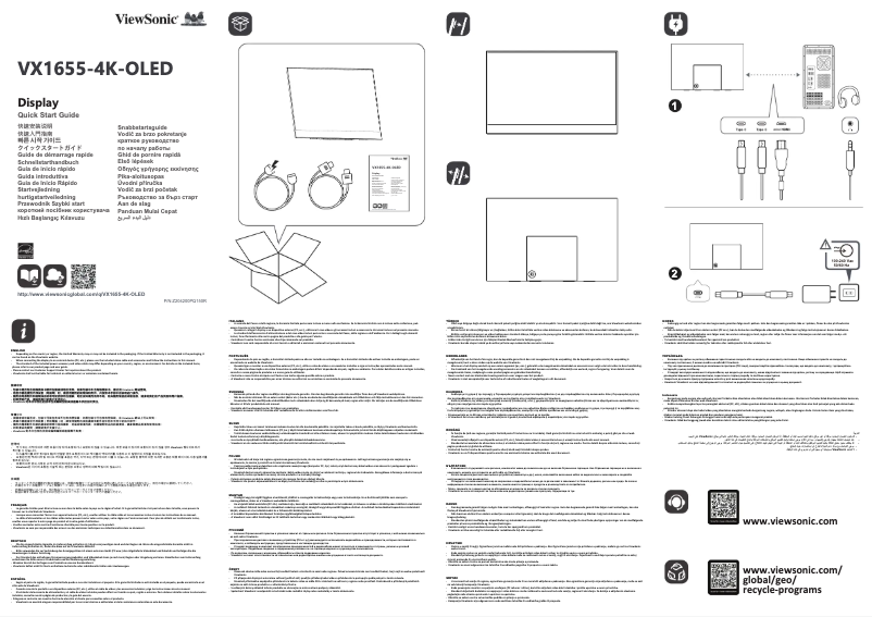 Página 1 del manual Guía de inicio rápido Viewsonic VX1655-4K-OLED