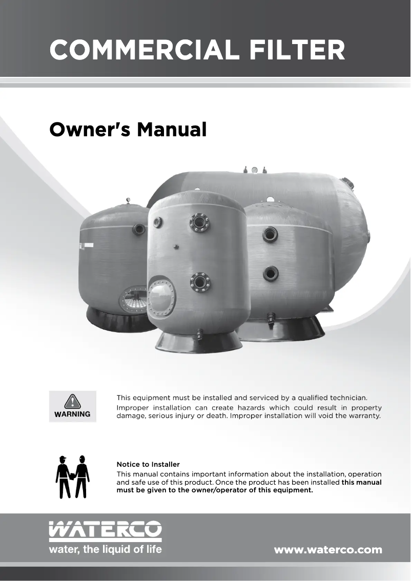 Page 1 de la notice Manuel utilisateur Waterco Micron SPDD Nozzle Plate Mount Deep Bed Filters