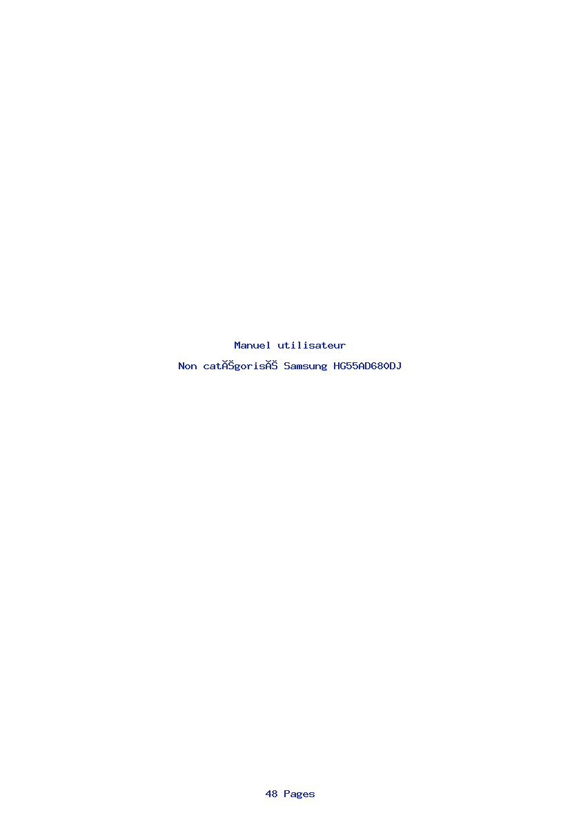 Page 1 de la notice Manuel utilisateur Samsung HG55AD680DJ