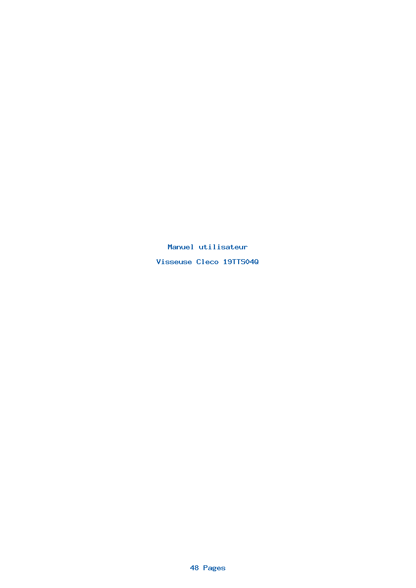 Page 1 de la notice Manuel utilisateur Cleco 19TTS04Q