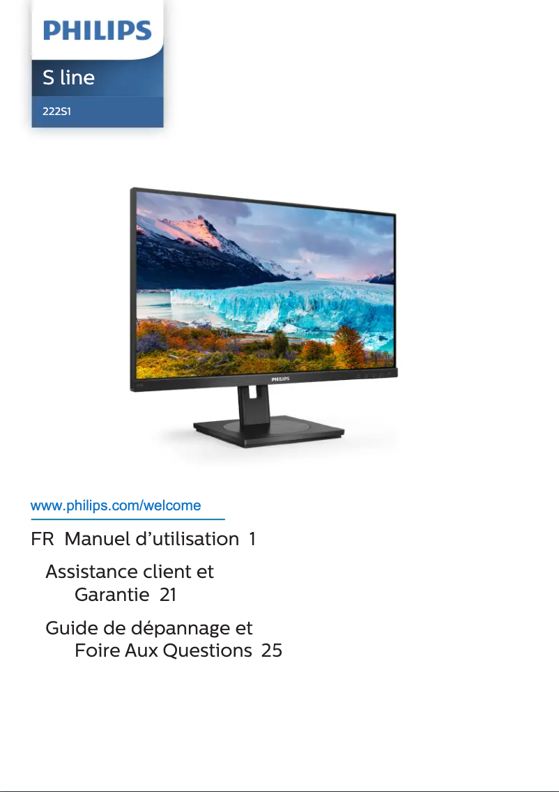 Page 1 de la notice Manuel utilisateur Philips 222S1AE