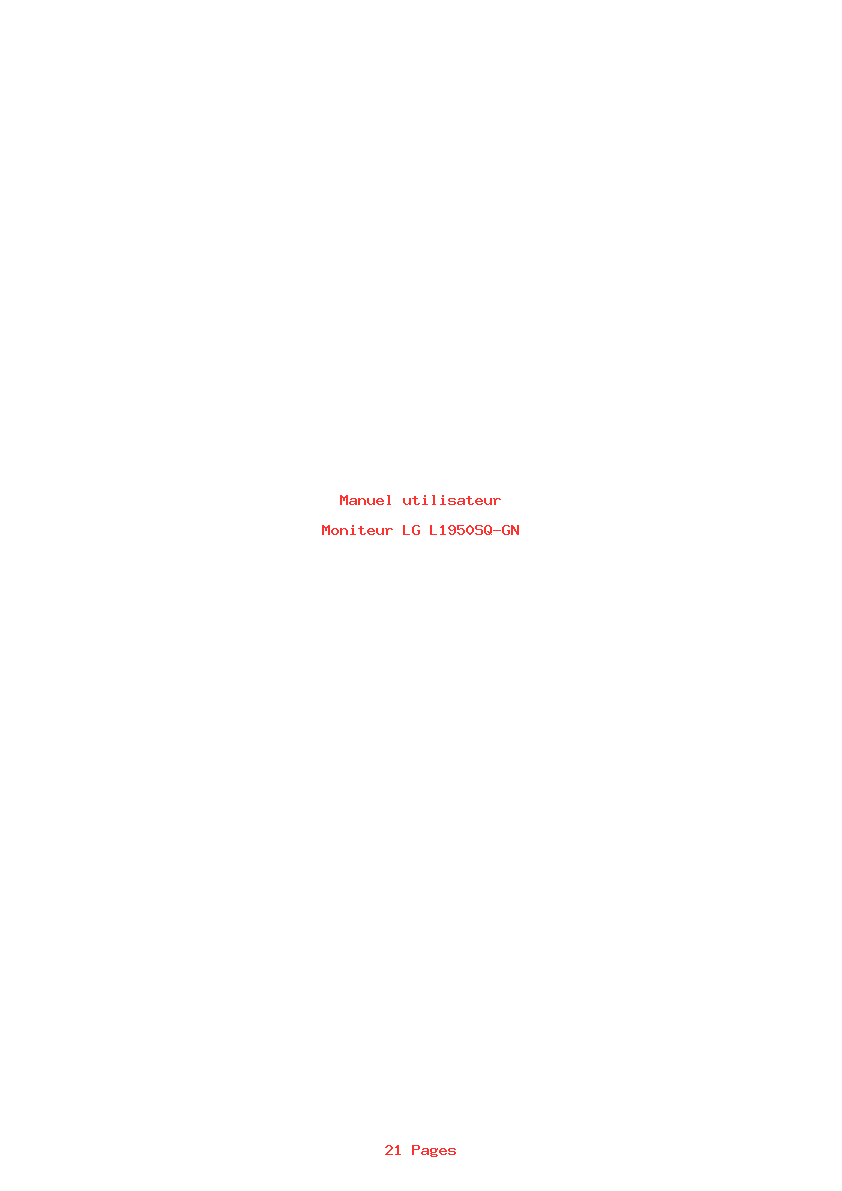Page 1 de la notice Manuel utilisateur LG L1950SQ-GN