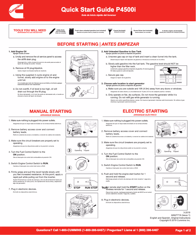 Page 1 de la notice Manuel utilisateur Cummins Onan P4500i