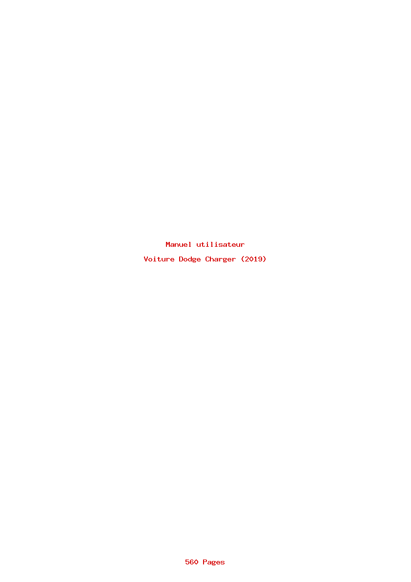 Page 1 de la notice Manuel utilisateur Dodge Charger (2019)