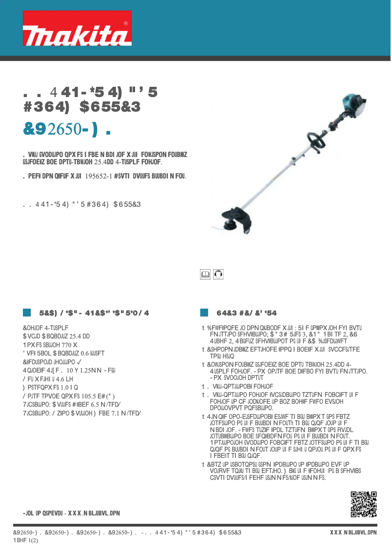 Page 1 de la notice Fiche technique Makita EX2650LHM