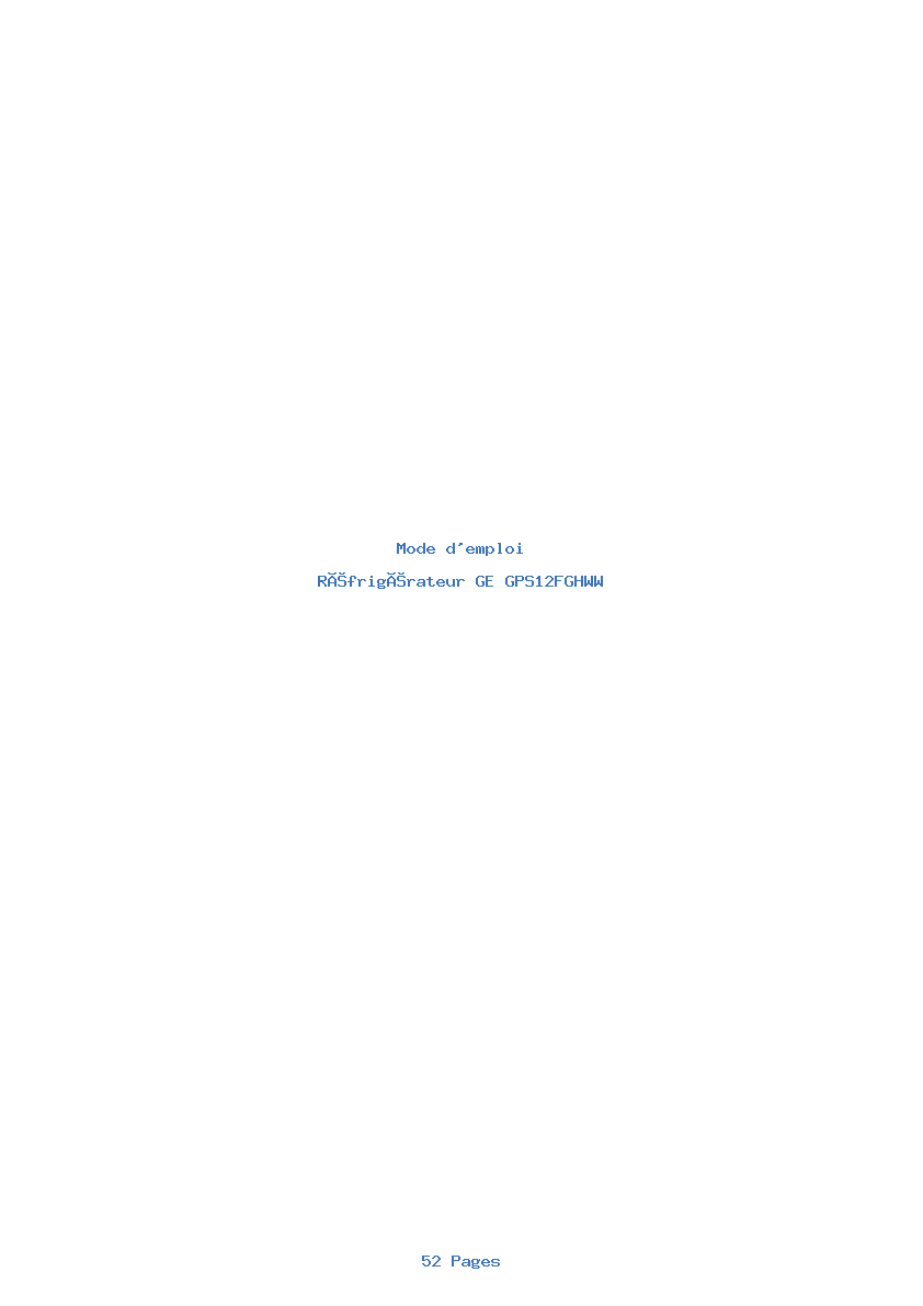 Page 1 de la notice Mode d'emploi GE GPS12FGHWW