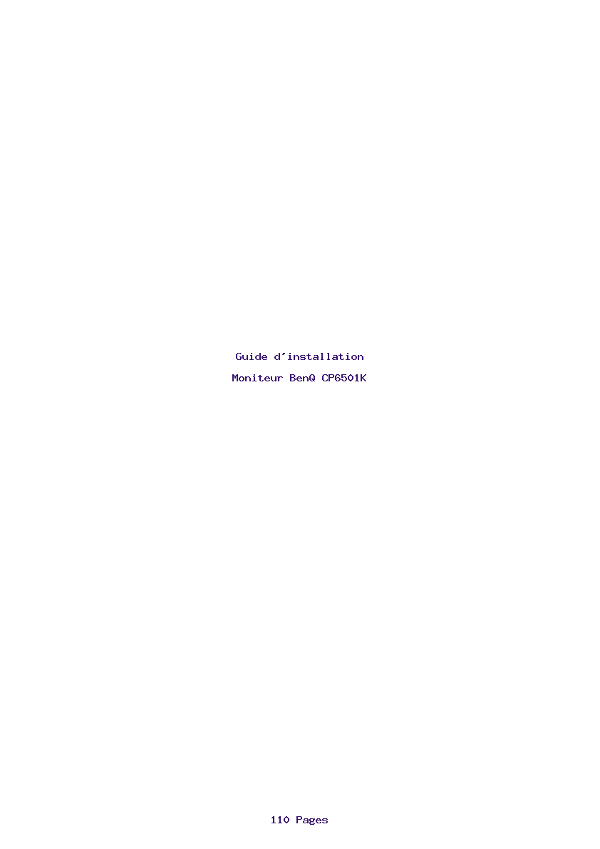 Page 1 de la notice Guide d'installation BenQ CP6501K