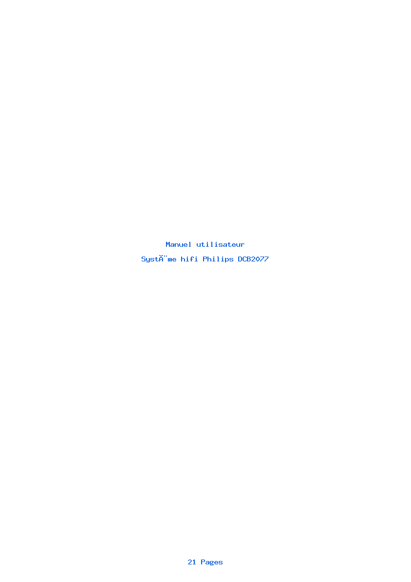Page 1 de la notice Manuel utilisateur Philips DCB2077