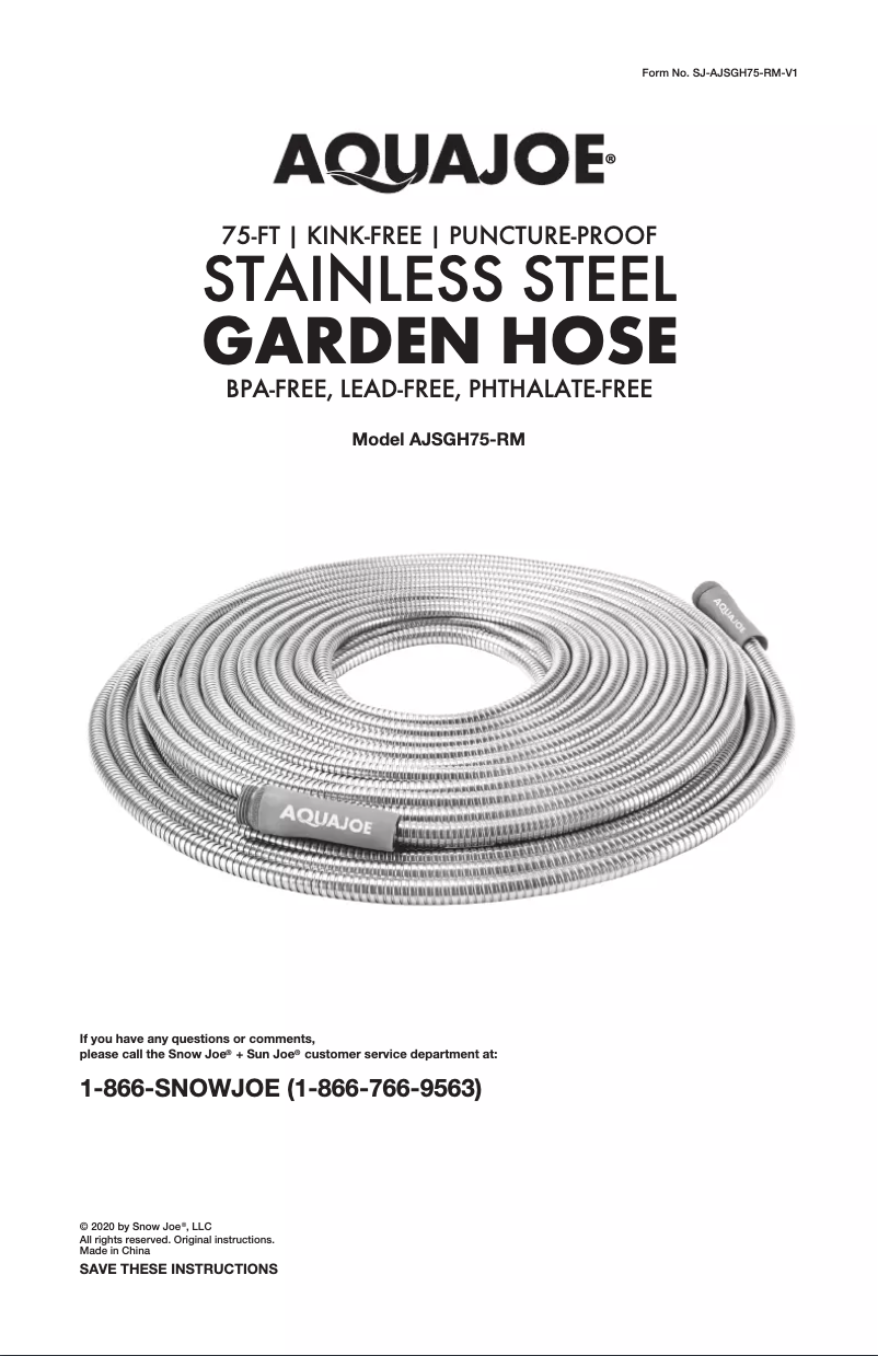 Page 1 de la notice Manuel utilisateur Aqua Joe AJSGH75-RM