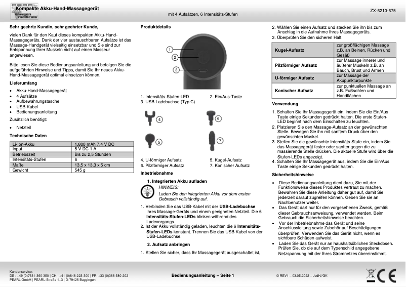 Page 1 de la notice Manuel utilisateur Newgen Medicals ZX-6210-919