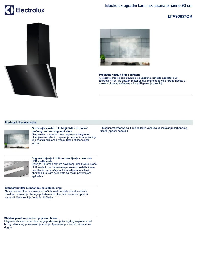 Página 1 del manual Ficha técnica Electrolux EFV90657OK