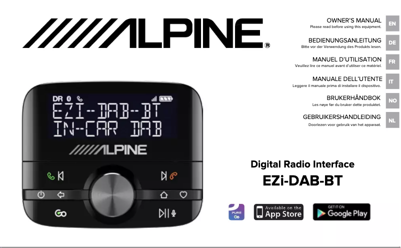 Page 1 of the manual User Manual Alpine EZI-DAB-BT