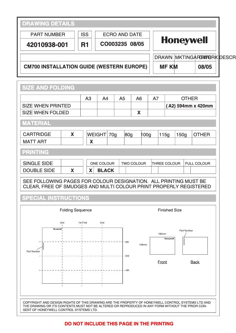 Page 1 de la notice Manuel utilisateur Honeywell CM701