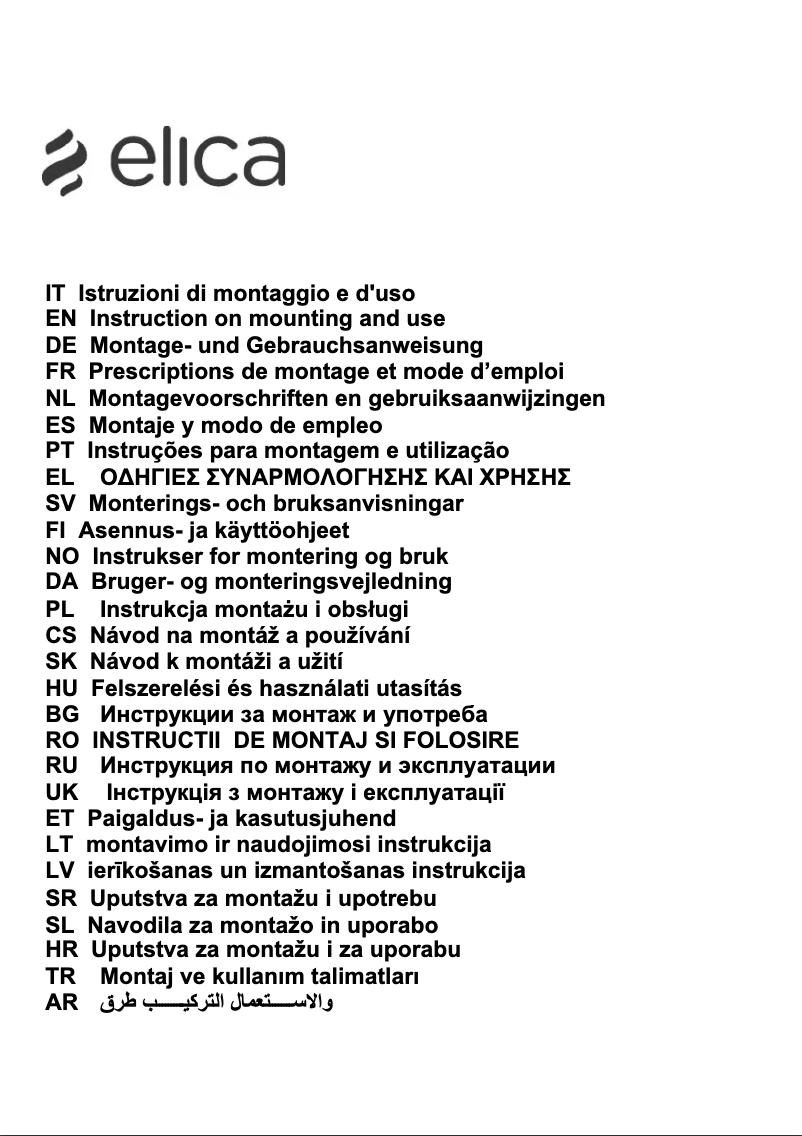 Page 1 of the manual User Manual Elica Glass Plus Island Fiat