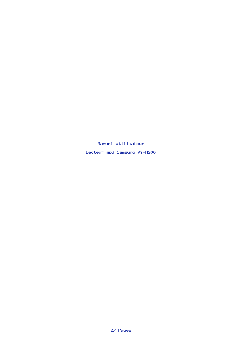 Page 1 de la notice Manuel utilisateur Samsung VY-H200