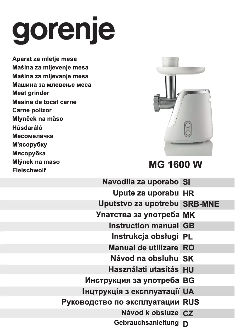 Página 1 del manual Manual de usuario Gorenje MG1600W