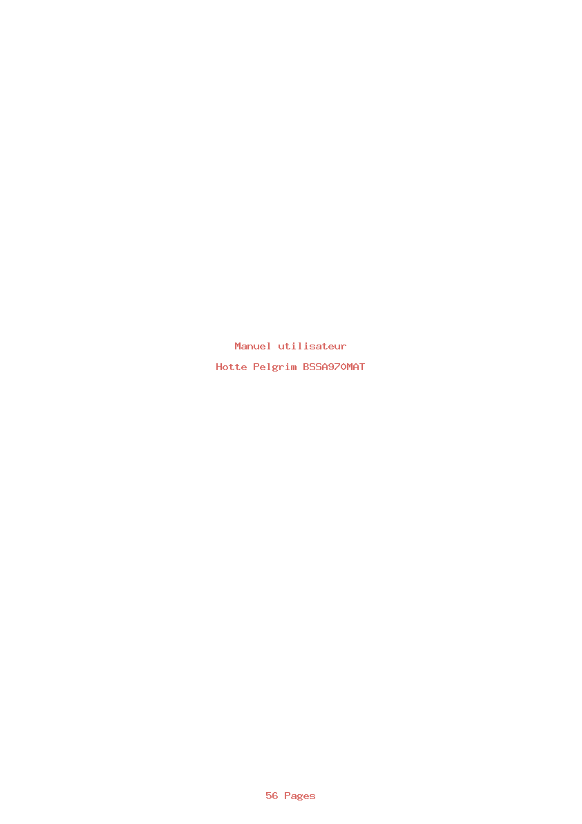 Page 1 de la notice Manuel utilisateur Pelgrim BSSA970MAT