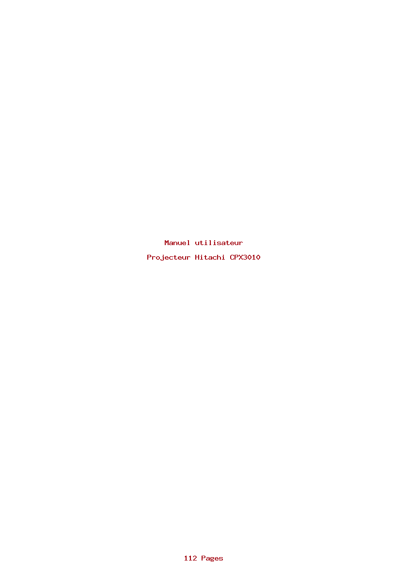Page 1 de la notice Manuel utilisateur Hitachi CPX3010