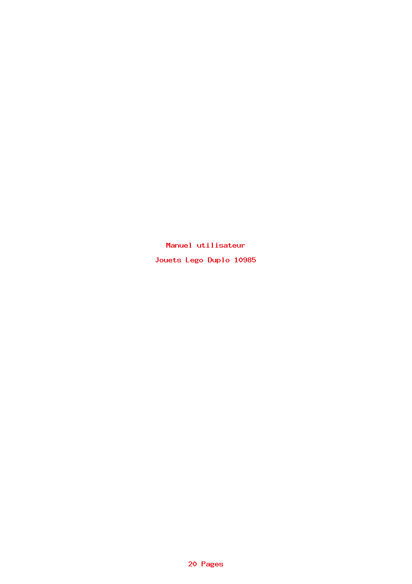 Page 1 de la notice Manuel utilisateur Lego Duplo 10985