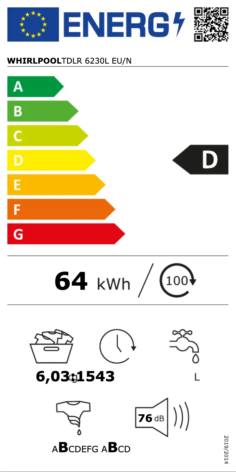 Página 1 del manual Manual de usuario Whirlpool TDLR 6230L EU/N