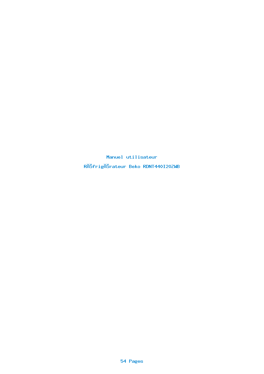 Page 1 de la notice Manuel utilisateur Beko RDNT440I20ZWB
