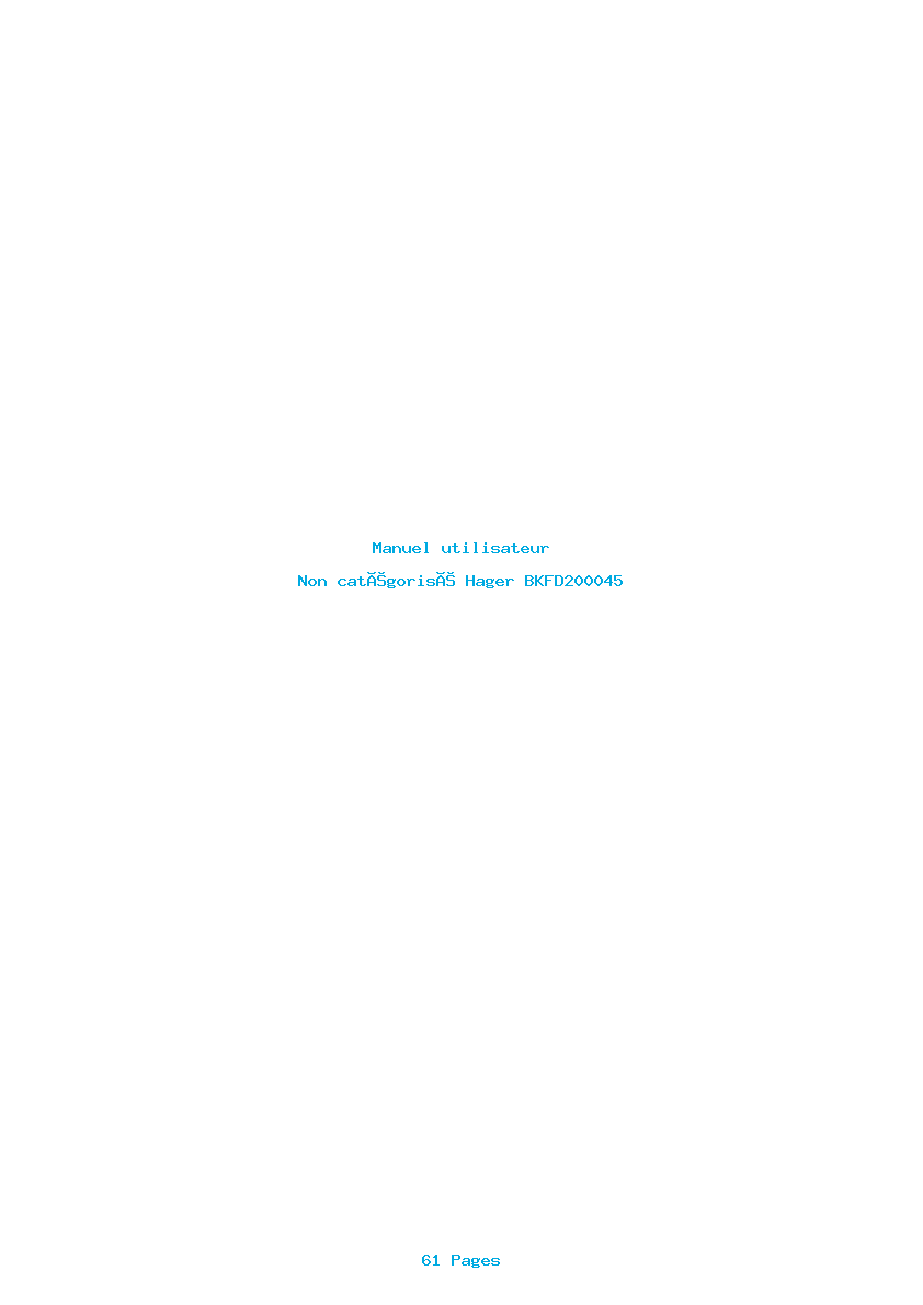 Page 1 de la notice Manuel utilisateur Hager BKFD200045